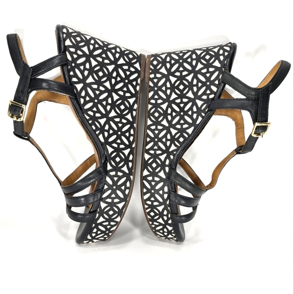 Clarks Artison NEW!! Amelia Avery, Black Leather, Wedge Sandal. Women's 9.5M - Picture 10 of 12